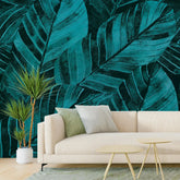 3087-E / Leaf Wallpaper: Green Palm Print, Sticky Wallpaper for Walls, Ideal for DIY Decor & Renters - Artevella