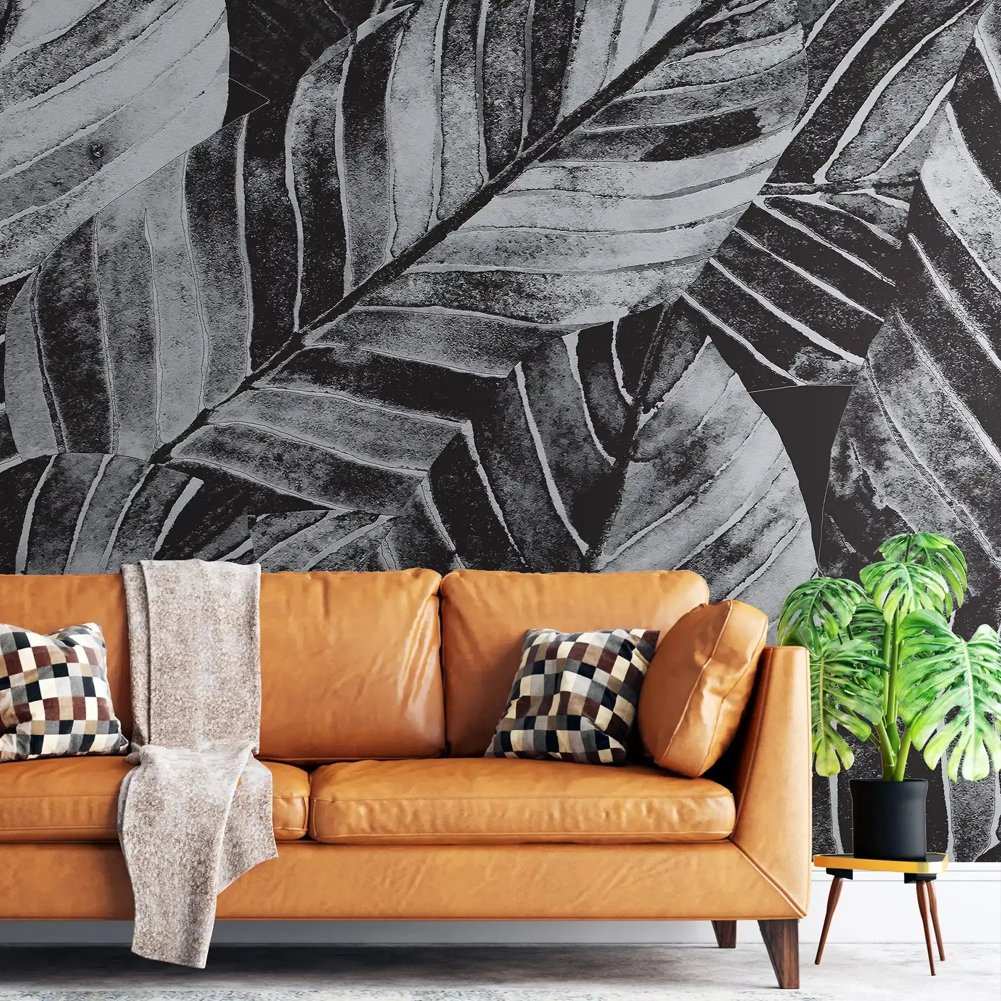 3087-F / Leaf Wallpaper: Green Palm Print, Sticky Wallpaper for Walls, Ideal for DIY Decor & Renters - Artevella