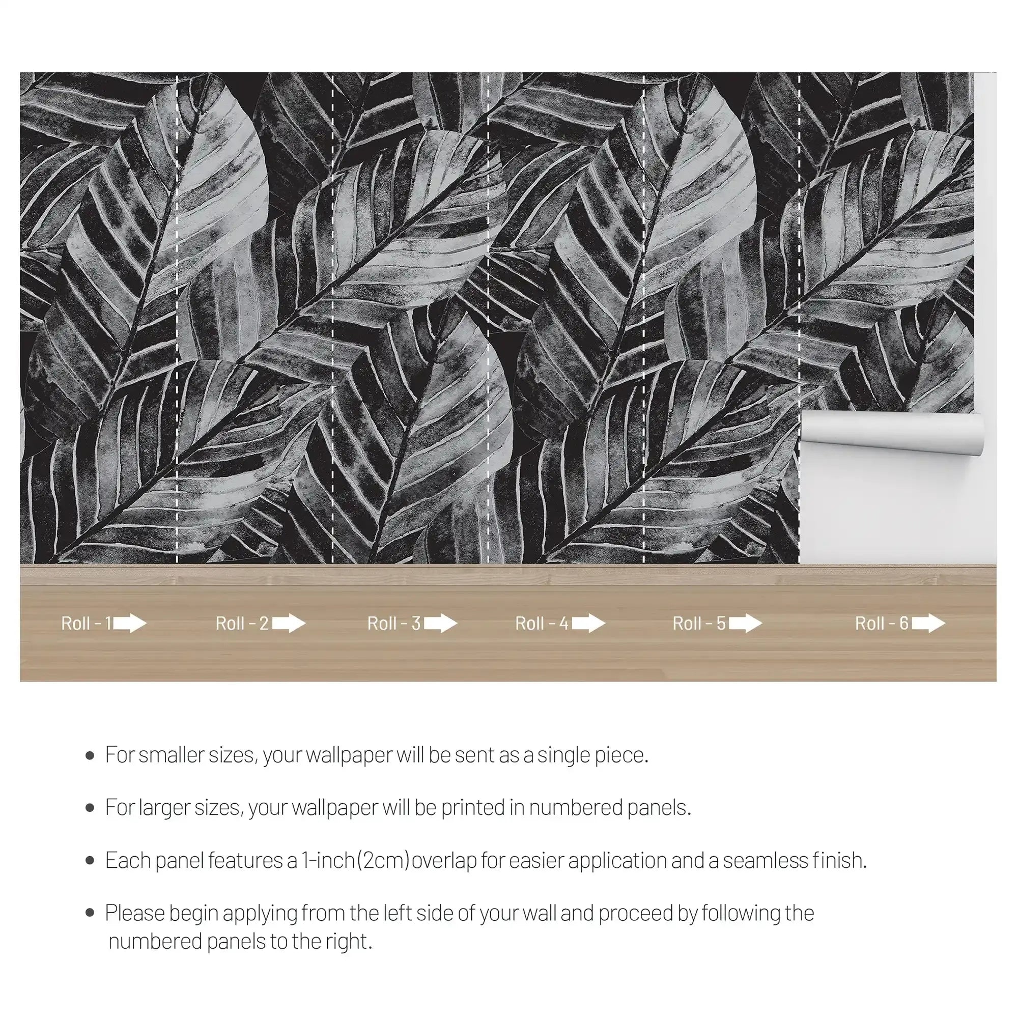 3087-F / Leaf Wallpaper: Green Palm Print, Sticky Wallpaper for Walls, Ideal for DIY Decor & Renters - Artevella