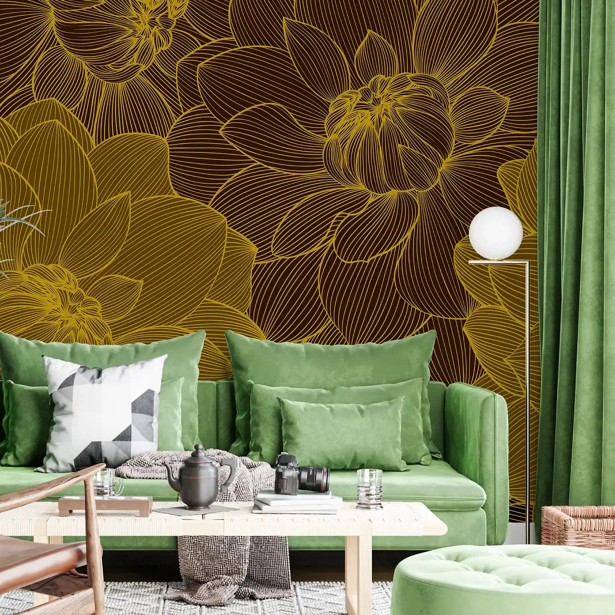 3090-A / Trendy Geometric Floral Self-Adhesive Wallpaper: Transform Your Walls with Easy Install - Artevella