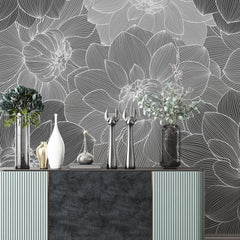 3090-F / Trendy Geometric Floral Self-Adhesive Wallpaper: Transform Your Walls with Easy Install - Artevella