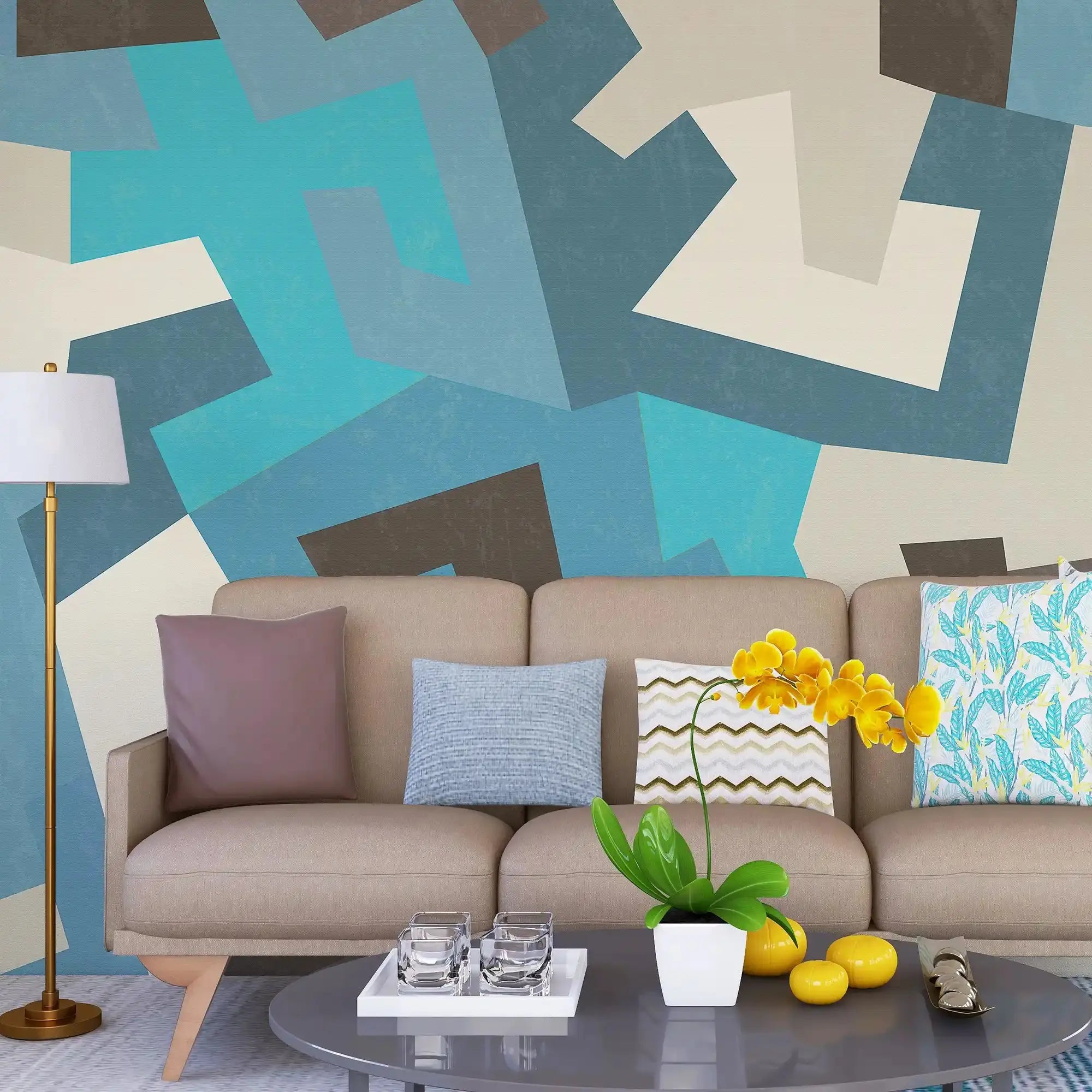 3091-C / Peel and Stick Geometric Wallpaper - Versatile Wall Mural for Bathroom, Bedroom, Kitchen, and Living Room - Artevella