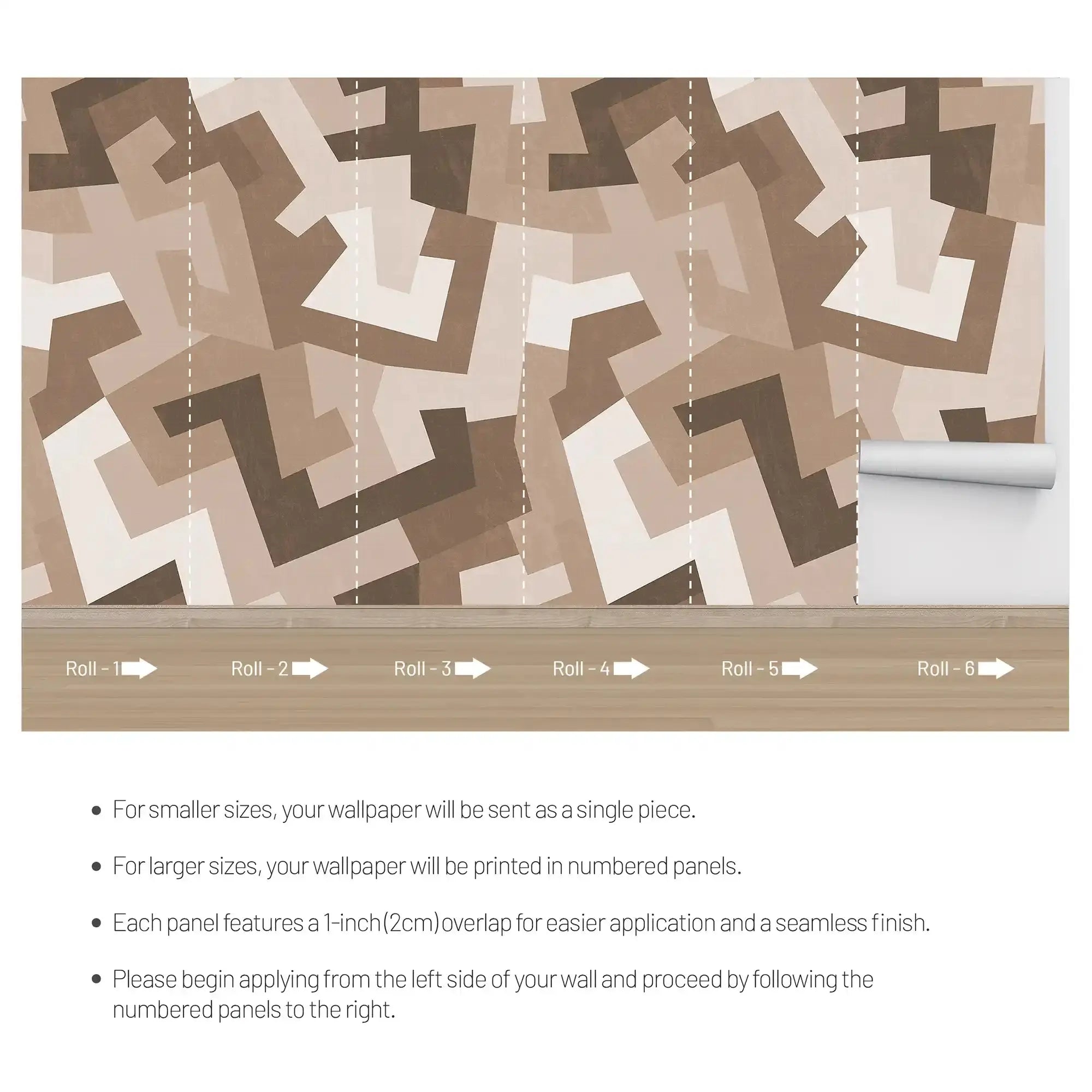 3091-E / Peel and Stick Geometric Wallpaper - Versatile Wall Mural for Bathroom, Bedroom, Kitchen, and Living Room - Artevella