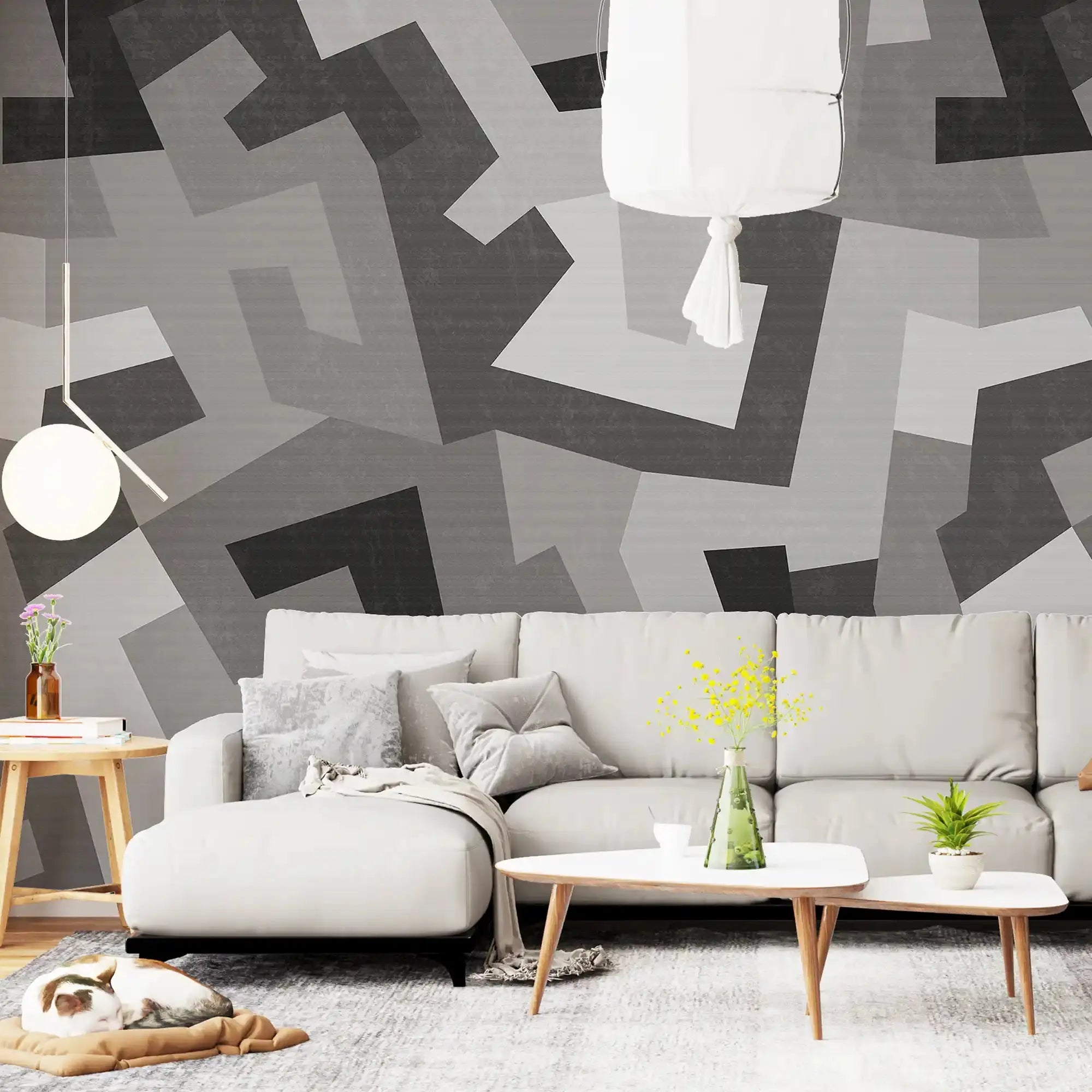 3091-F / Peel and Stick Geometric Wallpaper - Versatile Wall Mural for Bathroom, Bedroom, Kitchen, and Living Room - Artevella