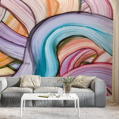 3092-A / Peelable Stickable Wallpaper with Colorful Wavy Lines - Bold, Contemporary Geometric Design for Any Room - Artevella