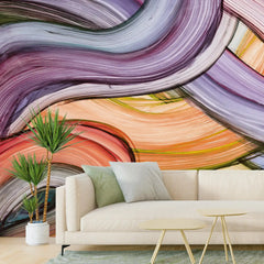 3092-A / Peelable Stickable Wallpaper with Colorful Wavy Lines - Bold, Contemporary Geometric Design for Any Room - Artevella