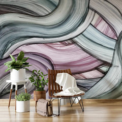 3092-B / Peelable Stickable Wallpaper with Colorful Wavy Lines - Bold, Contemporary Geometric Design for Any Room - Artevella