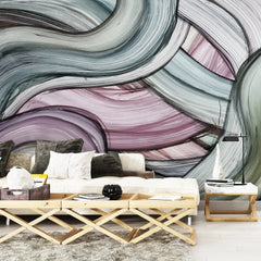 3092-B / Peelable Stickable Wallpaper with Colorful Wavy Lines - Bold, Contemporary Geometric Design for Any Room - Artevella