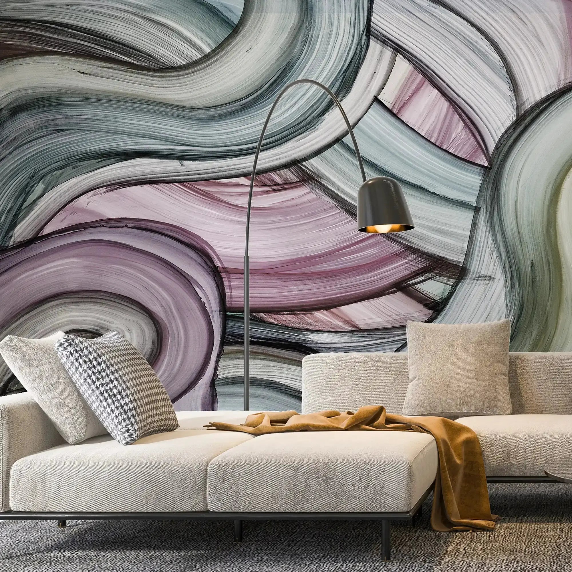 3092-B / Peelable Stickable Wallpaper with Colorful Wavy Lines - Bold, Contemporary Geometric Design for Any Room - Artevella