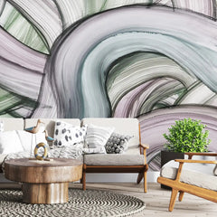 3092-C / Peelable Stickable Wallpaper with Colorful Wavy Lines - Bold, Contemporary Geometric Design for Any Room - Artevella