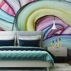 3092-D / Peelable Stickable Wallpaper with Colorful Wavy Lines - Bold, Contemporary Geometric Design for Any Room - Artevella