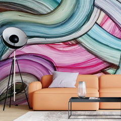 3092-D / Peelable Stickable Wallpaper with Colorful Wavy Lines - Bold, Contemporary Geometric Design for Any Room - Artevella