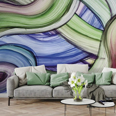 3092-E / Peelable Stickable Wallpaper with Colorful Wavy Lines - Bold, Contemporary Geometric Design for Any Room - Artevella
