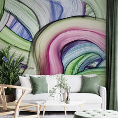 3092-E / Peelable Stickable Wallpaper with Colorful Wavy Lines - Bold, Contemporary Geometric Design for Any Room - Artevella