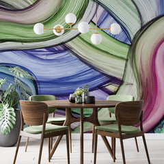 3092-E / Peelable Stickable Wallpaper with Colorful Wavy Lines - Bold, Contemporary Geometric Design for Any Room - Artevella