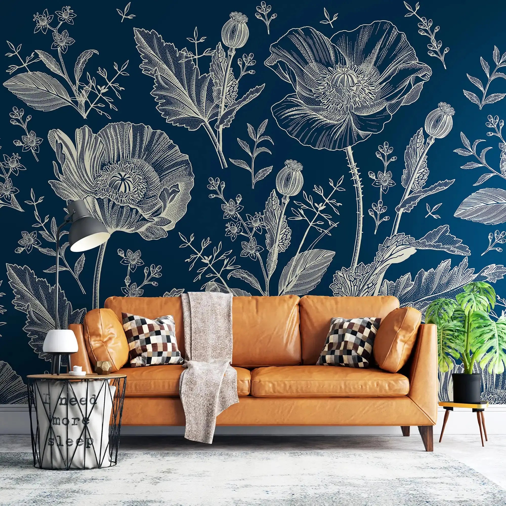 3093-B / Floral Wall Mural: Self Adhesive, Removable Wallpaper for Modern and Boho Decor - Artevella