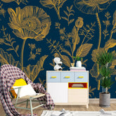 3093-D / Floral Wall Mural: Self Adhesive, Removable Wallpaper for Modern and Boho Decor - Artevella