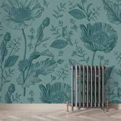 3093-E / Floral Wall Mural: Self Adhesive, Removable Wallpaper for Modern and Boho Decor - Artevella