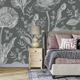 3093-F / Floral Wall Mural: Self Adhesive, Removable Wallpaper for Modern and Boho Decor - Artevella