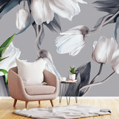 3094-A / Abstract Floral Peel and Stick Wallpaper, Tulips Modern Design Mural for Walls - Artevella