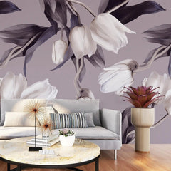 3094-C / Abstract Floral Peel and Stick Wallpaper, Tulips Modern Design Mural for Walls - Artevella