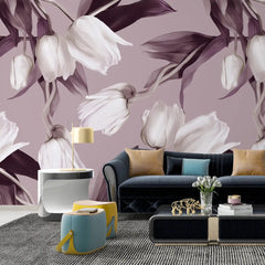 3094-D / Abstract Floral Peel and Stick Wallpaper, Tulips Modern Design Mural for Walls - Artevella