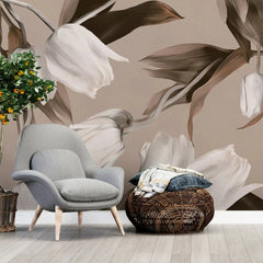 3094-E / Abstract Floral Peel and Stick Wallpaper, Tulips Modern Design Mural for Walls - Artevella