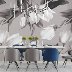 3094-F / Abstract Floral Peel and Stick Wallpaper, Tulips Modern Design Mural for Walls - Artevella