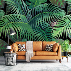 3096-A / Jungle Leaves Wallpaper - Tropical Botanical Wall Decor - Self Adhesive, Peel and Stick - Modern and Contemporary - Artevella