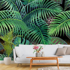 3096-A / Jungle Leaves Wallpaper - Tropical Botanical Wall Decor - Self Adhesive, Peel and Stick - Modern and Contemporary - Artevella