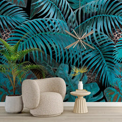 3096-B / Jungle Leaves Wallpaper - Tropical Botanical Wall Decor - Self Adhesive, Peel and Stick - Modern and Contemporary - Artevella