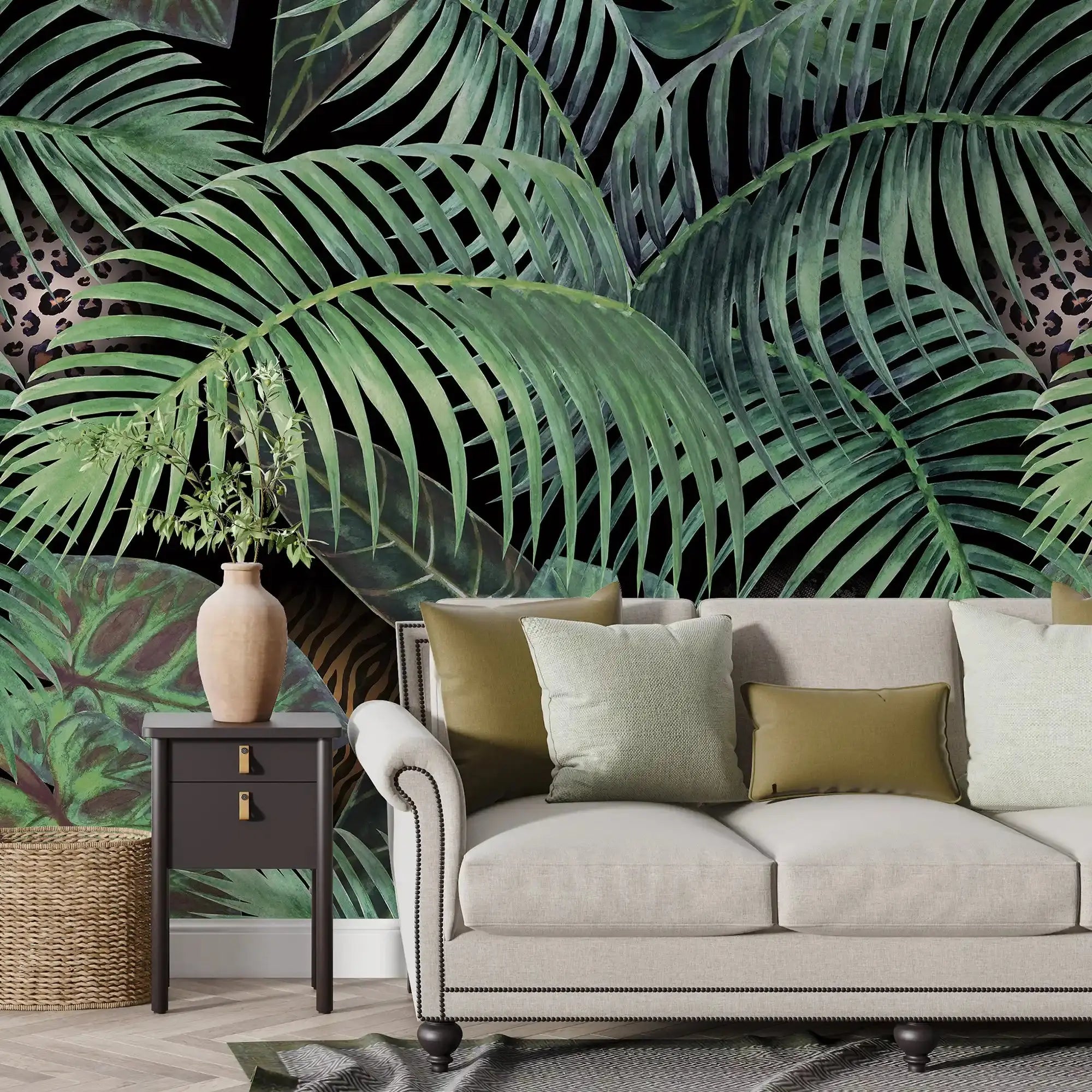 3096-C / Jungle Leaves Wallpaper - Tropical Botanical Wall Decor - Self Adhesive, Peel and Stick - Modern and Contemporary - Artevella