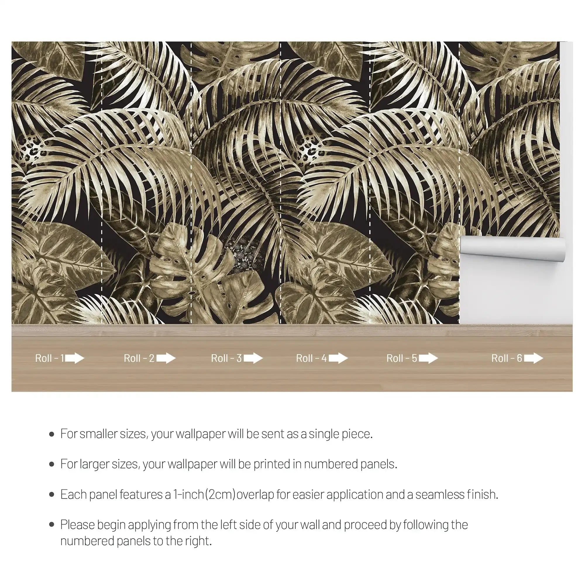 3096-D / Jungle Leaves Wallpaper - Tropical Botanical Wall Decor - Self Adhesive, Peel and Stick - Modern and Contemporary - Artevella