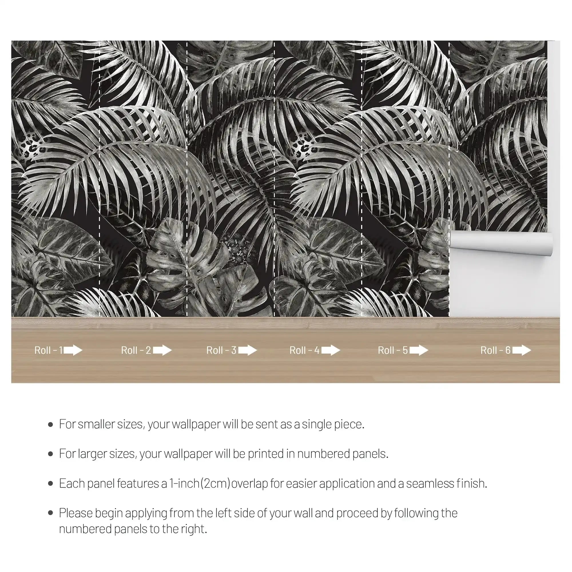 3096-E / Jungle Leaves Wallpaper - Tropical Botanical Wall Decor - Self Adhesive, Peel and Stick - Modern and Contemporary - Artevella