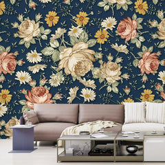 3097-A / Removable Wallpaper Peel and Stick, Floral & Geometric Pattern Wallpaper with Daisies for Room Decor - Artevella