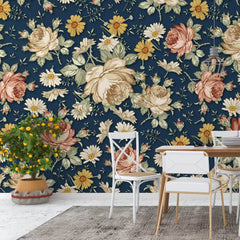 3097-A / Removable Wallpaper Peel and Stick, Floral & Geometric Pattern Wallpaper with Daisies for Room Decor - Artevella