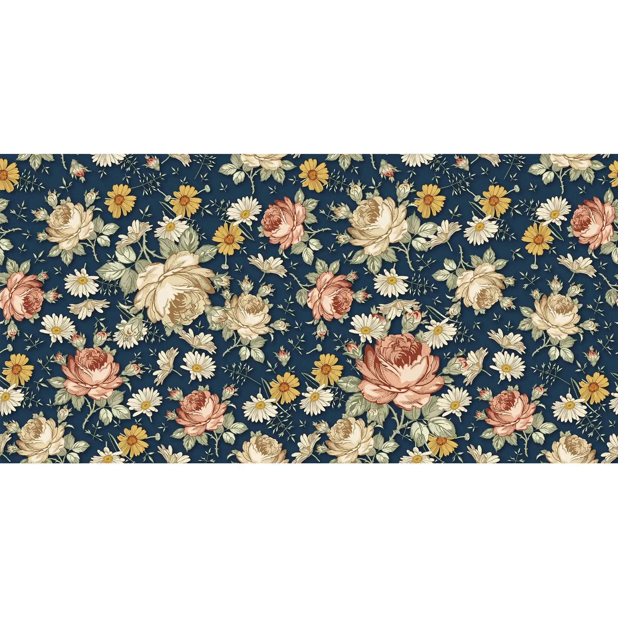 3097-A / Removable Wallpaper Peel and Stick, Floral & Geometric Pattern Wallpaper with Daisies for Room Decor - Artevella