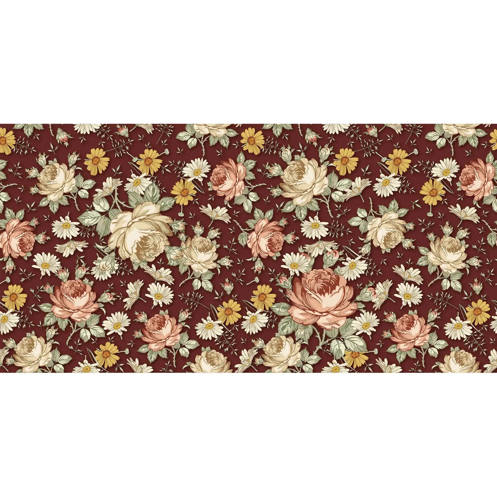 3097-B / Removable Wallpaper Peel and Stick, Floral & Geometric Pattern Wallpaper with Daisies for Room Decor - Artevella