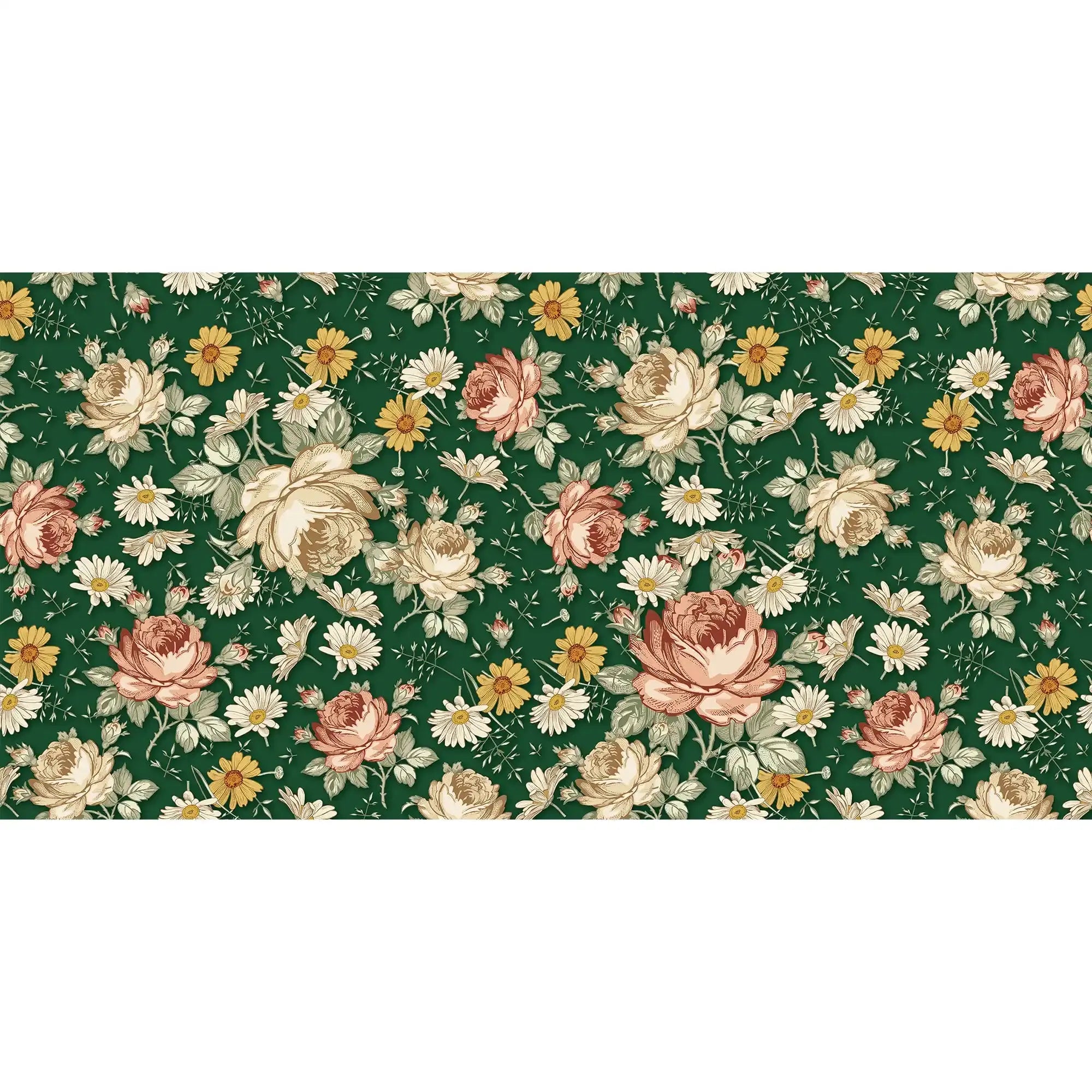 3097-D / Removable Wallpaper Peel and Stick, Floral & Geometric Pattern Wallpaper with Daisies for Room Decor - Artevella