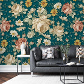 3097-F / Removable Wallpaper Peel and Stick, Floral & Geometric Pattern Wallpaper with Daisies for Room Decor - Artevella