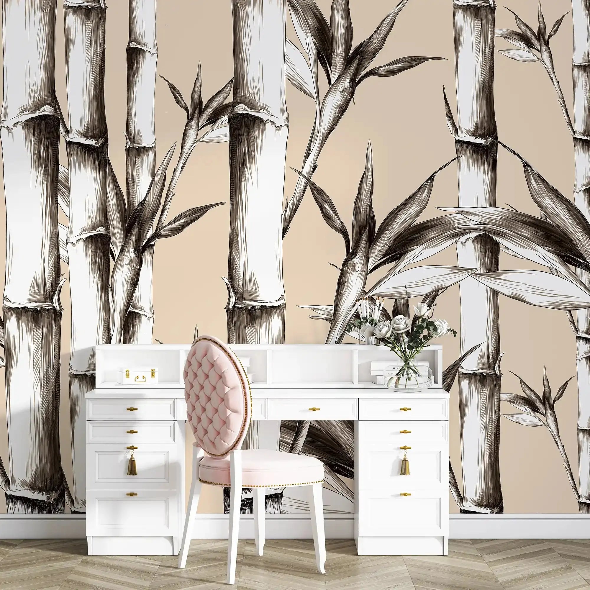3098-C / Peel and Stick Wallpaper: Modern Bamboo Pattern, Easy Install for Kitchen and Bathroom, Removable Wallpaper - Artevella
