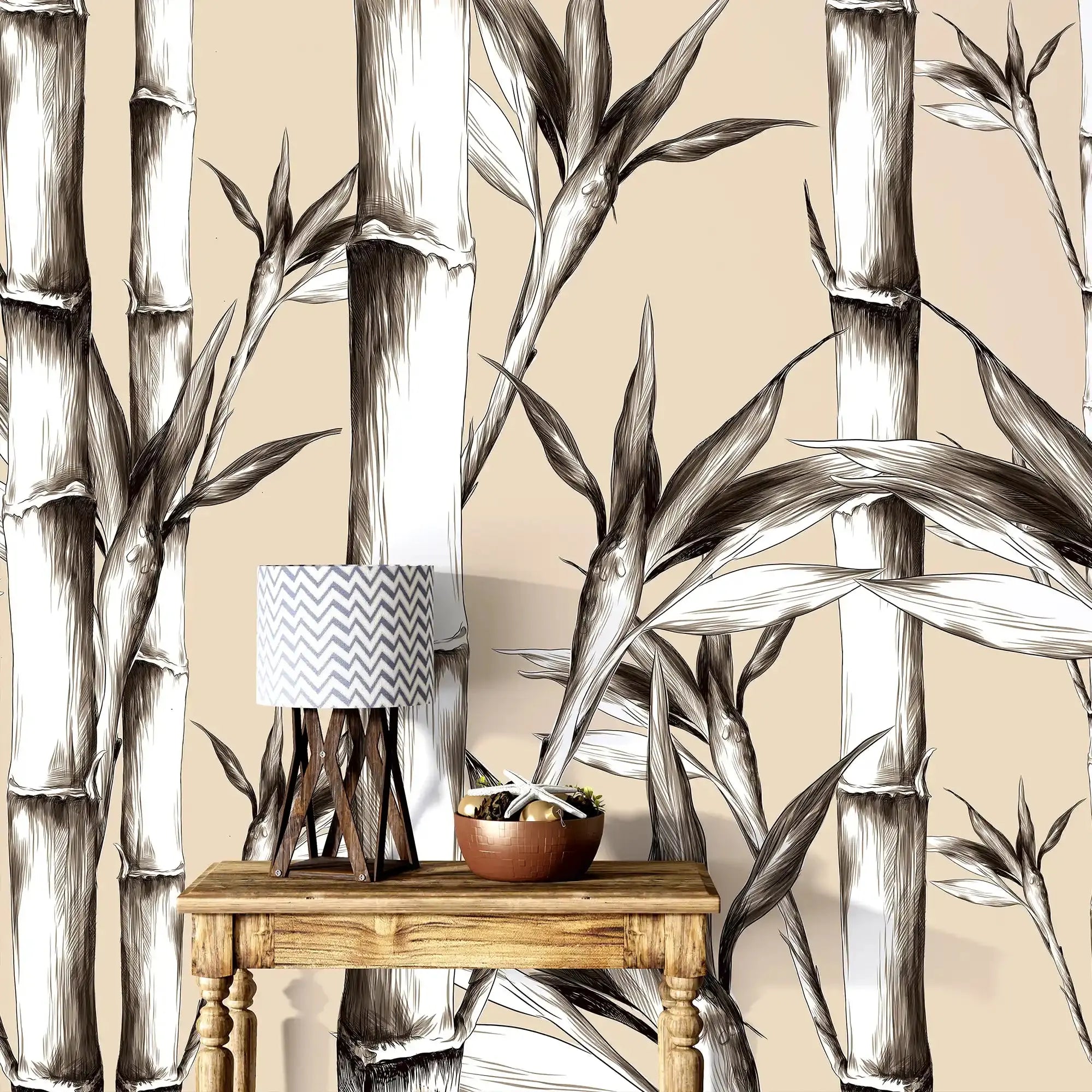 3098-C / Peel and Stick Wallpaper: Modern Bamboo Pattern, Easy Install for Kitchen and Bathroom, Removable Wallpaper - Artevella