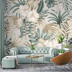 3099-A / Contemporary Floral Peel and Stick Wallpaper, Trendy Tropical Pattern, Adhesive Wall Paper, Easy Installation for Kitchen, Bedroom, Bathroom - Artevella
