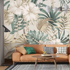 3099-A / Contemporary Floral Peel and Stick Wallpaper, Trendy Tropical Pattern, Adhesive Wall Paper, Easy Installation for Kitchen, Bedroom, Bathroom - Artevella
