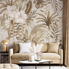 3099-C / Contemporary Floral Peel and Stick Wallpaper, Trendy Tropical Pattern, Adhesive Wall Paper, Easy Installation for Kitchen, Bedroom, Bathroom - Artevella