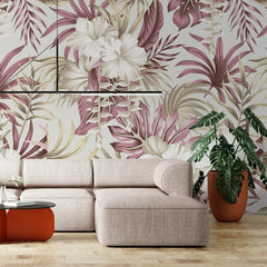 3099-D / Contemporary Floral Peel and Stick Wallpaper, Trendy Tropical Pattern, Adhesive Wall Paper, Easy Installation for Kitchen, Bedroom, Bathroom - Artevella