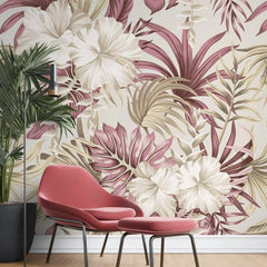 3099-D / Contemporary Floral Peel and Stick Wallpaper, Trendy Tropical Pattern, Adhesive Wall Paper, Easy Installation for Kitchen, Bedroom, Bathroom - Artevella