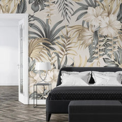 3099-E / Contemporary Floral Peel and Stick Wallpaper, Trendy Tropical Pattern, Adhesive Wall Paper, Easy Installation for Kitchen, Bedroom, Bathroom - Artevella