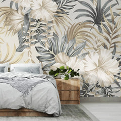 3099-E / Contemporary Floral Peel and Stick Wallpaper, Trendy Tropical Pattern, Adhesive Wall Paper, Easy Installation for Kitchen, Bedroom, Bathroom - Artevella