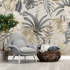 3099-E / Contemporary Floral Peel and Stick Wallpaper, Trendy Tropical Pattern, Adhesive Wall Paper, Easy Installation for Kitchen, Bedroom, Bathroom - Artevella